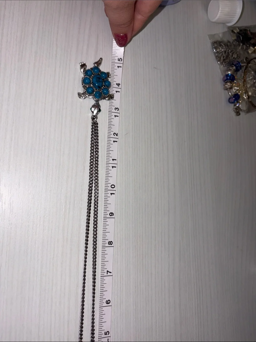 Turquoise Turtle Pendant Necklace - Blue Gem Accent